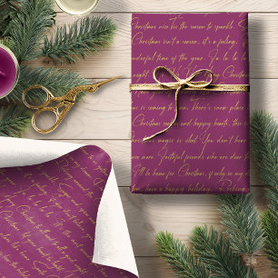 Papel De Regalo Patrón de tipografía navideña MagentaGold #36 ID10