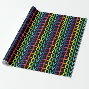 Papel De Regalo Patrón de tipografía negra gradiente de arco iris