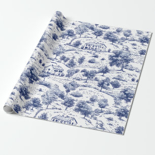 Papel De Regalo Patrón de Toile Campestre Azul Rústico