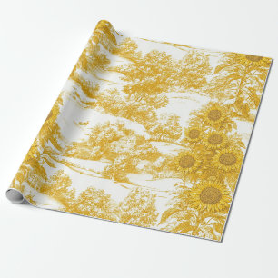 Papel De Regalo Patrón de Toile de Girasol Country Francés Dorado