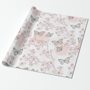 Papel De Regalo Patrón de toile de mariposa botánica vintage (8)