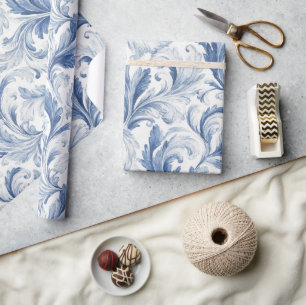 Papel De Regalo Patrón de toile de país francés azul