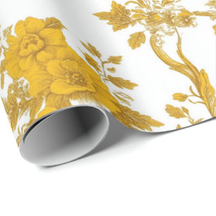 Papel De Regalo Patrón de toile floral chinoiserie amarillo 10 jar