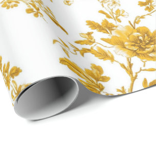 Papel De Regalo Patrón de toile floral chinoiserie amarillo 11 jar