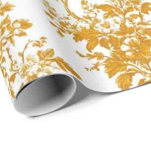 Papel De Regalo Patrón de toile floral chinoiserie amarillo 12 jar