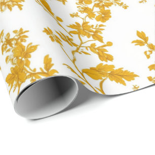 Papel De Regalo Patrón de toile floral chinoiserie amarillo 8 jard