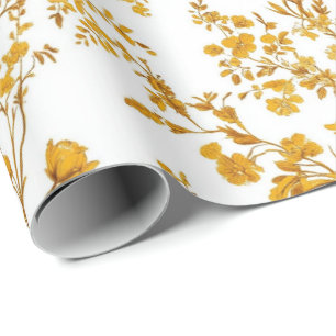 Papel De Regalo Patrón de toile floral chinoiserie amarillo Jardín