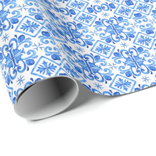 Papel De Regalo Patrón de Toile Francés Azul