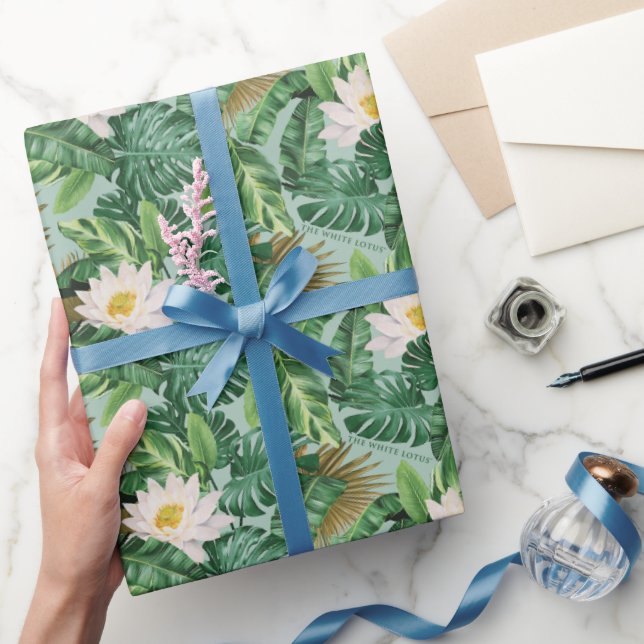 Papel De Regalo Patrón de toldo tropical blanco (Regalar)