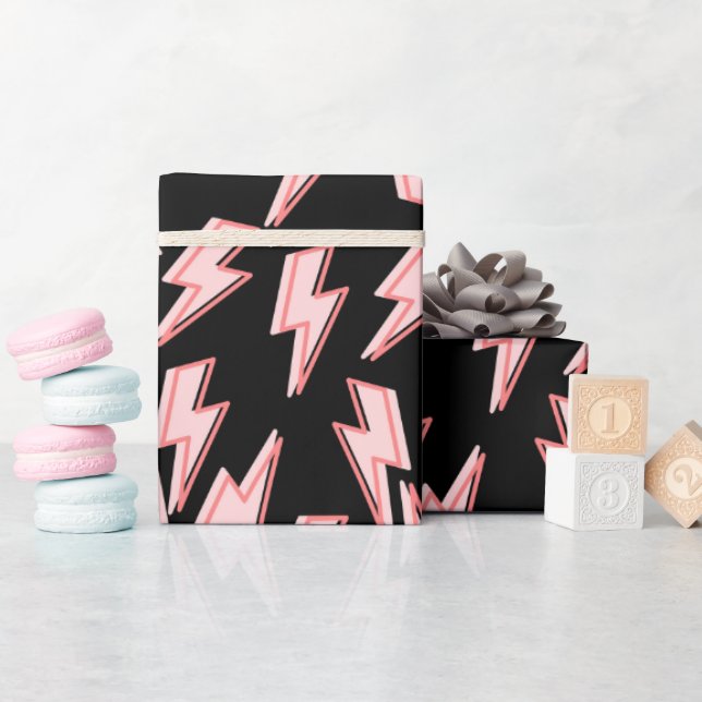 Papel De Regalo Patrón de tornillos relámpagos rosados (Baby Shower)