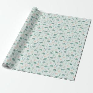 Papel De Regalo Patrón de Tortuga Marina con Plantas Oceánicas