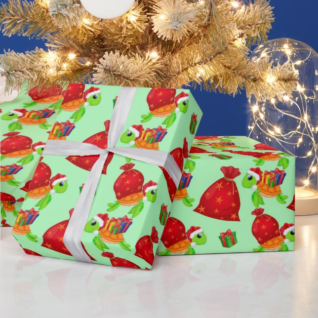 Papel De Regalo Patrón de tortugas de Santa María (Vacaciones)