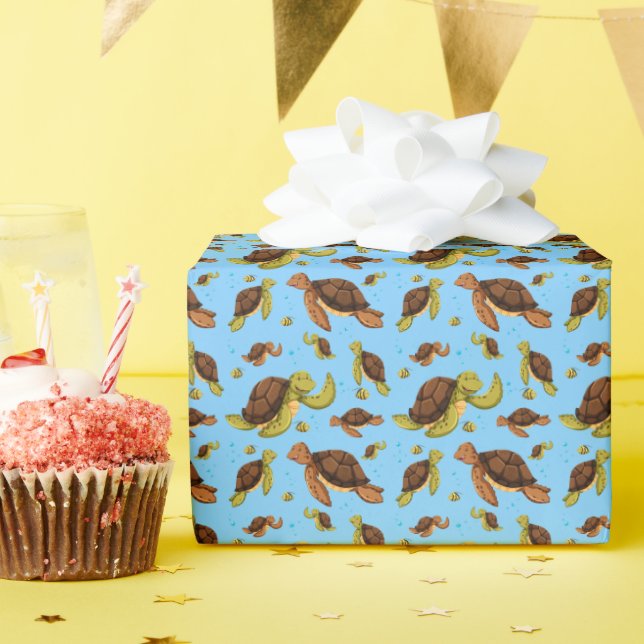 Papel De Regalo Patrón de tortugas marinas (Fiesta de cumpleaños )