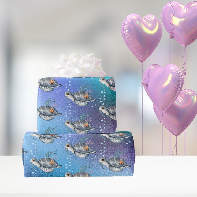Papel De Regalo Patrón de tortugas marinas de baño finas (Subido por el creador)