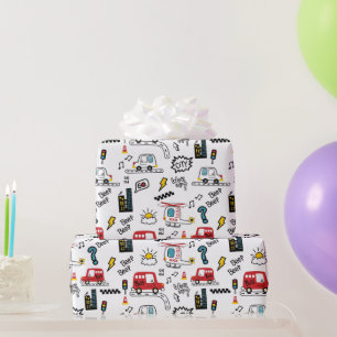 Papel De Regalo Patrón de transporte divertido para niños