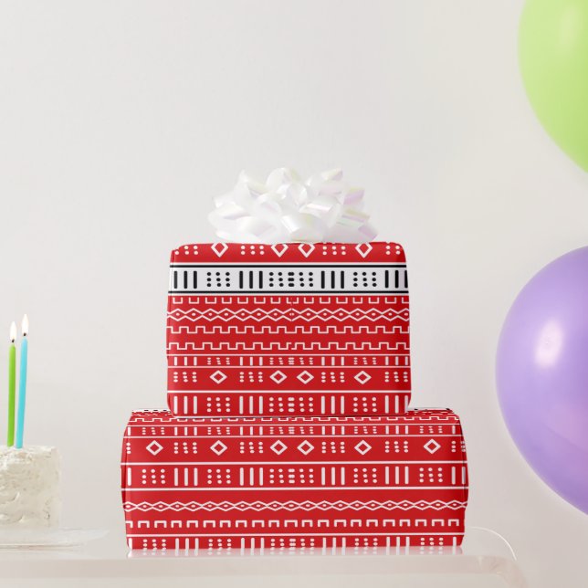 Papel De Regalo Patrón de trapo de barro rojo moderno (Regalos de fiesta)