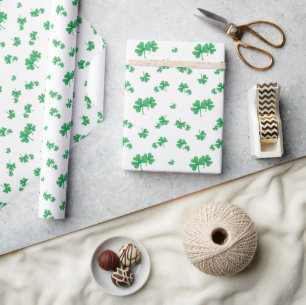 Papel De Regalo Patrón de trébol irlandés verde gradiente