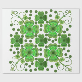 Papel De Regalo Patrón de trébol y remolino verde metálico persona