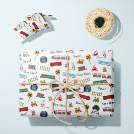 Papel De Regalo Patrón de tren Niño pequeño Nombre Choo Choo Niños