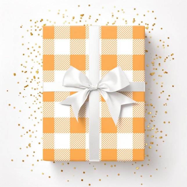 Papel De Regalo Patrón de trenzado blanco naranja (Orange White Plaid Pattern Wrapping Paper)