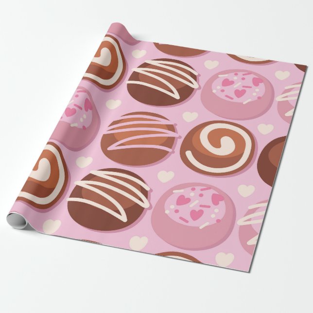 Papel De Regalo Patrón de trufa de chocolate dulce (Desenrollado)