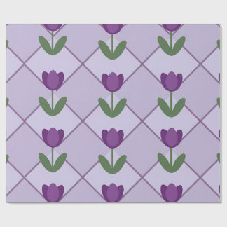 Papel De Regalo Patrón de Tulipán Púrpura – Floral Geométrico Sin 