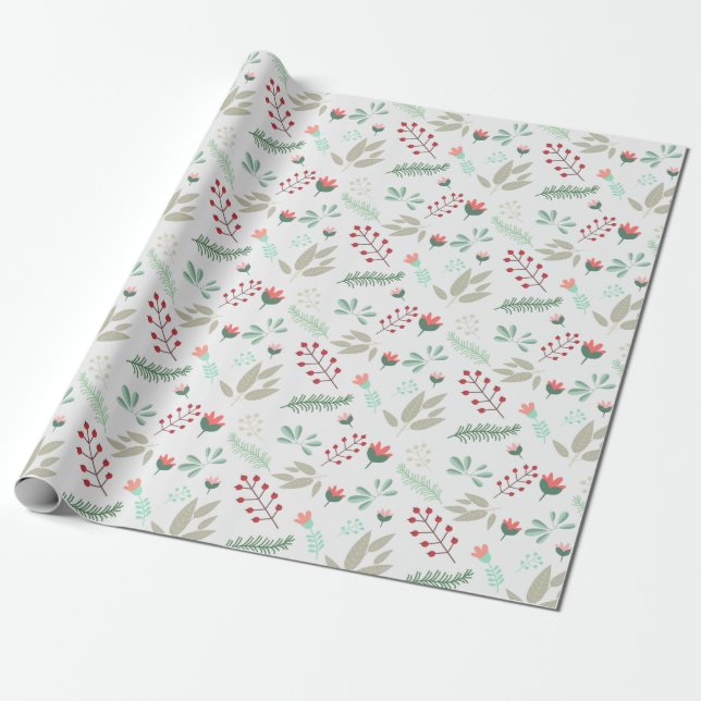 Papel De Regalo Patrón de Tulipanes Rojo y Rosa Floral Vacacional  (Desenrollado)