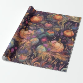 Papel De Regalo Patrón De Unicornio De Acuarela Para Halloween