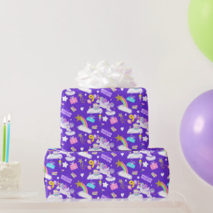 Papel De Regalo Patrón de Unicornio para Cumpleaños número 9 Morad