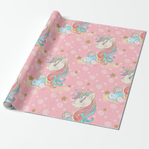Papel De Regalo Patrón de unicornio rosa