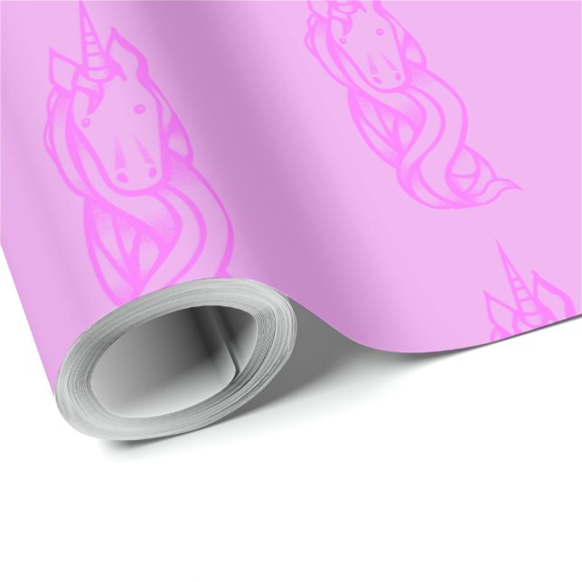 Papel De Regalo Patrón de unicornio rosa lindo mágico (Esquina del rollo)