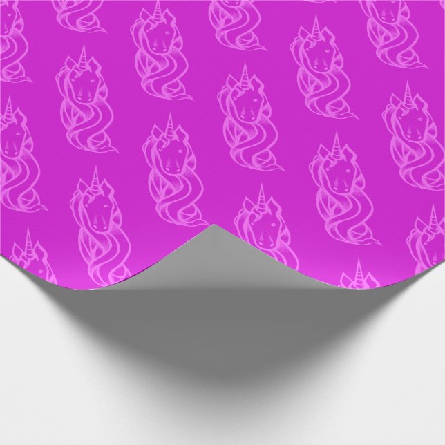 Papel De Regalo Patrón de unicornio rosa lindo mágico (Esquina)
