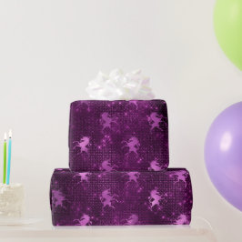 Papel De Regalo Patrón de Unicornios con Glitter Glam de Ombre Púr