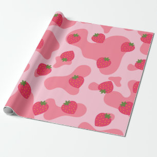 Papel De Regalo patrón de vaca de fresa kawaii