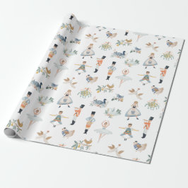 Papel De Regalo Patrón de vacaciones de 12 días de Navidades