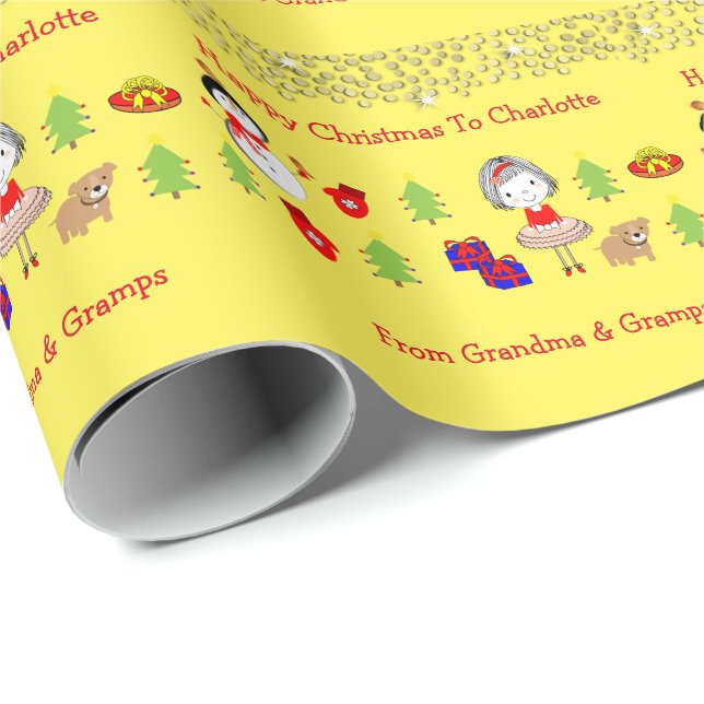Papel De Regalo Patrón de vacaciones de Navidades curados para niñ (Esquina del rollo)