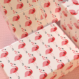 Papel De Regalo Patrón de vacaciones de Navidades Flamingo Santa R