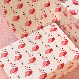 Papel De Regalo Patrón de vacaciones de Navidades Flamingo Santa R