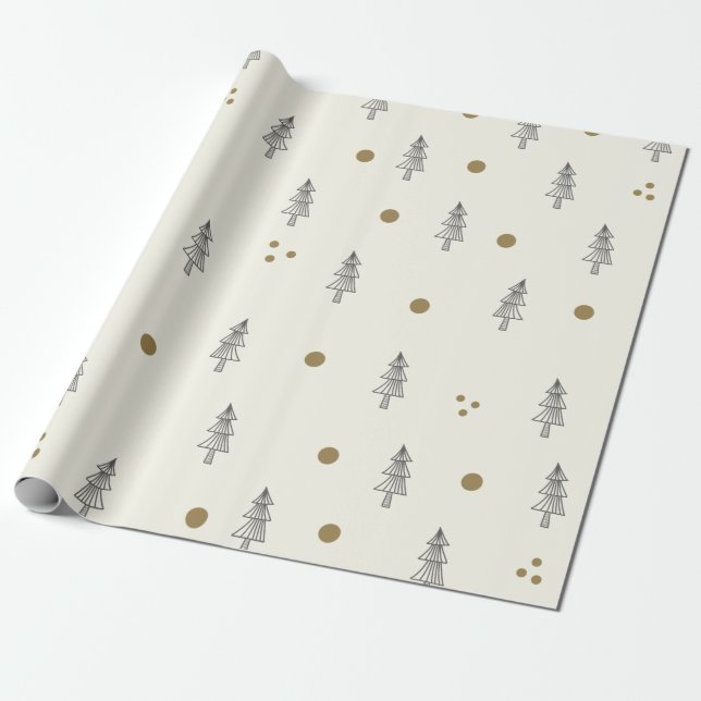 Papel De Regalo Patrón de vacaciones de oro Elegante Moda Navidad  (Desenrollado)