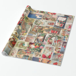 Papel De Regalo Patrón de vacaciones de tarjetas de Navidad antigu