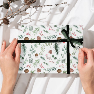 Papel De Regalo Patrón de vacaciones verde salvia 
