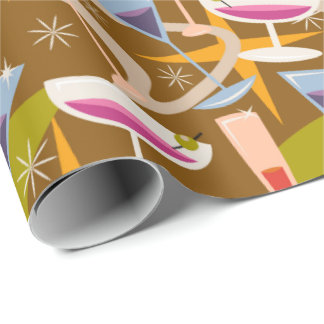 Papel De Regalo Patrón de vasos de cóctel Martini Retro Atómico de