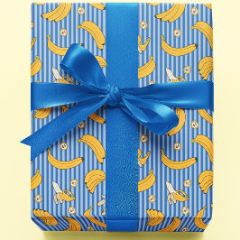Papel De Regalo Patrón de vectores de banda de banana | Azul clási