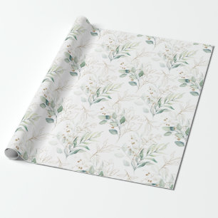 Papel De Regalo Patrón de vegetación floral Mint Green Pastel