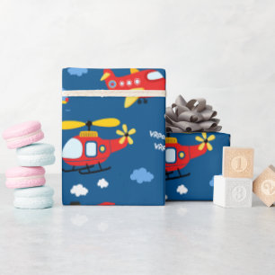 Papel De Regalo Patrón de Vehículos de Dibujos Animados Lindos