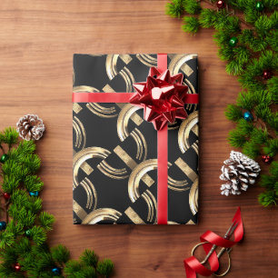 Papel De Regalo Patrón de velas negro y dorado