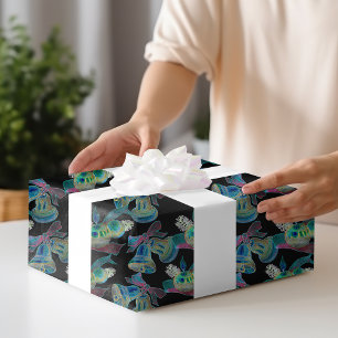 Papel De Regalo Patrón de Velas y Campana de Vela de Navidad brill