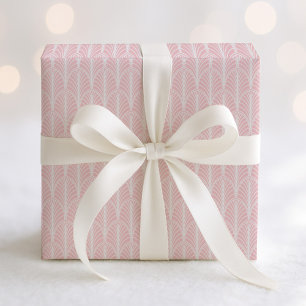 Papel De Regalo Patrón de ventilador Art Déco Rosa y Blanco