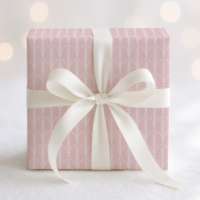 Papel De Regalo Patrón de ventilador Art Déco Rosa y Blanco (Subido por el creador)