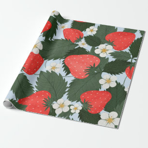 Papel De Regalo Patrón de verano con fresas. Leyenda de fresa
